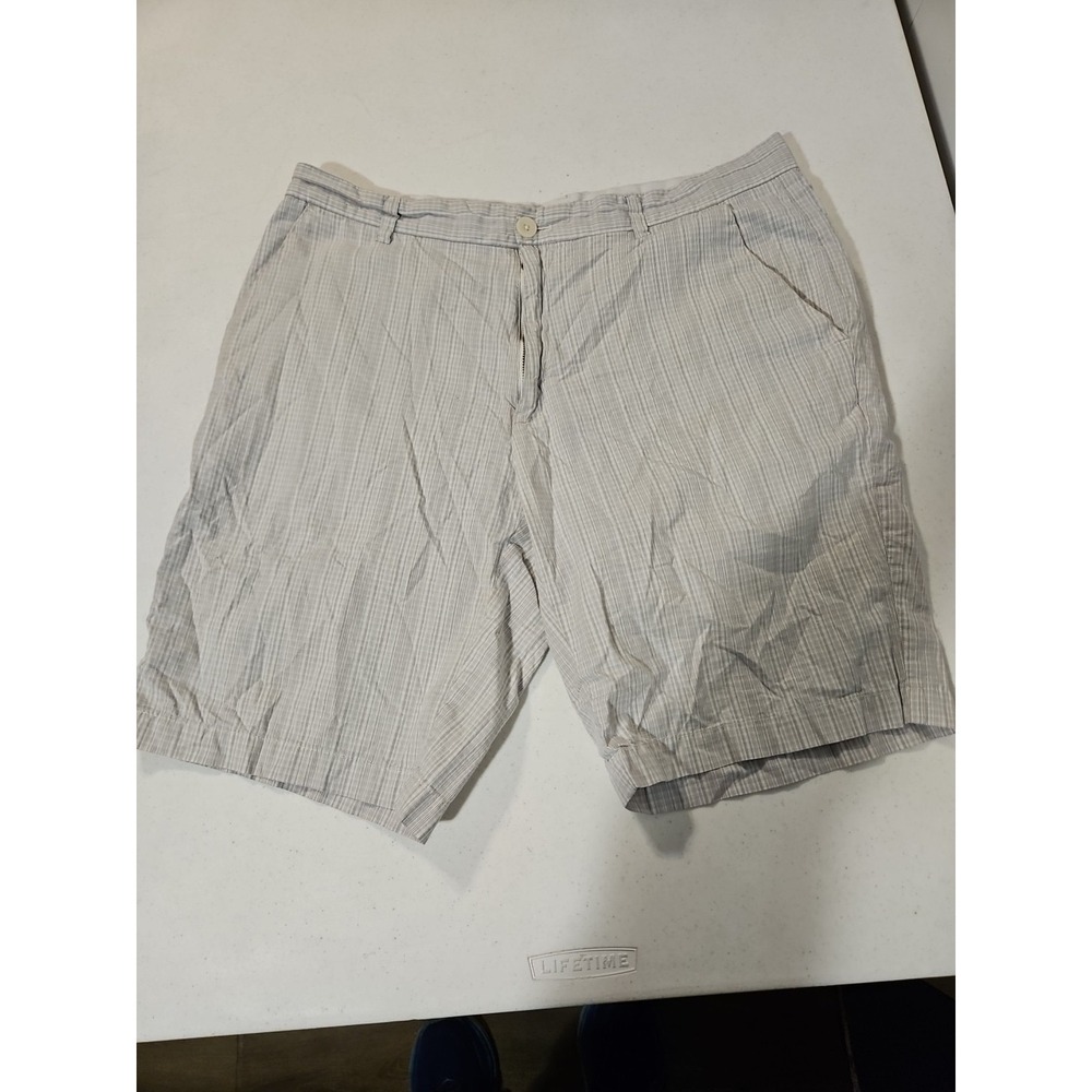 Calvin Klein Chino Shorts Mens 36 Tan Stipe Summer 10" Inseam 100% Cotton(1420
